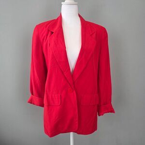 Vintage Red Silk Blazer. Saks 5th Ave. Md. Y2k Twee Normal Valentines Luxury